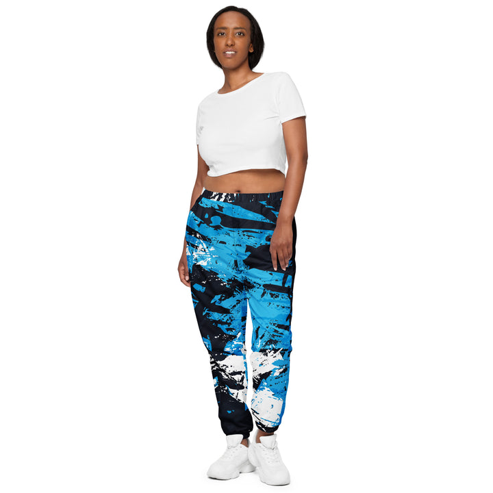 Unisex Track Pants - Blue-White Script