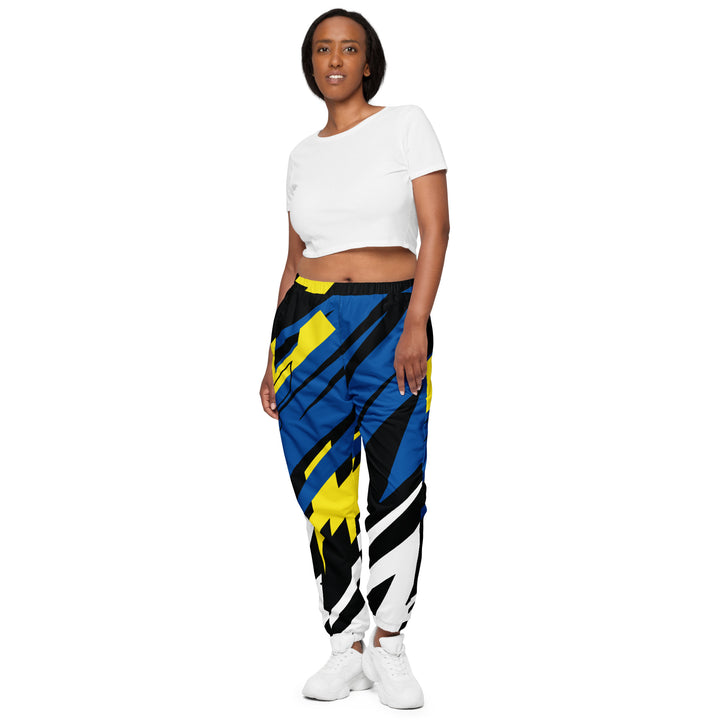 Unisex Track Pants - Black-Blue Flash