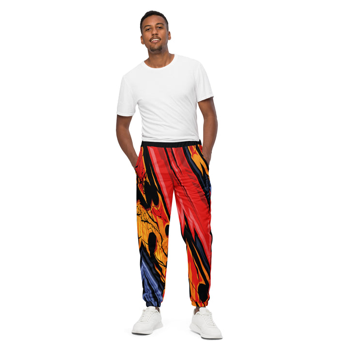 Unisex Track Pants - Black-Red Blade