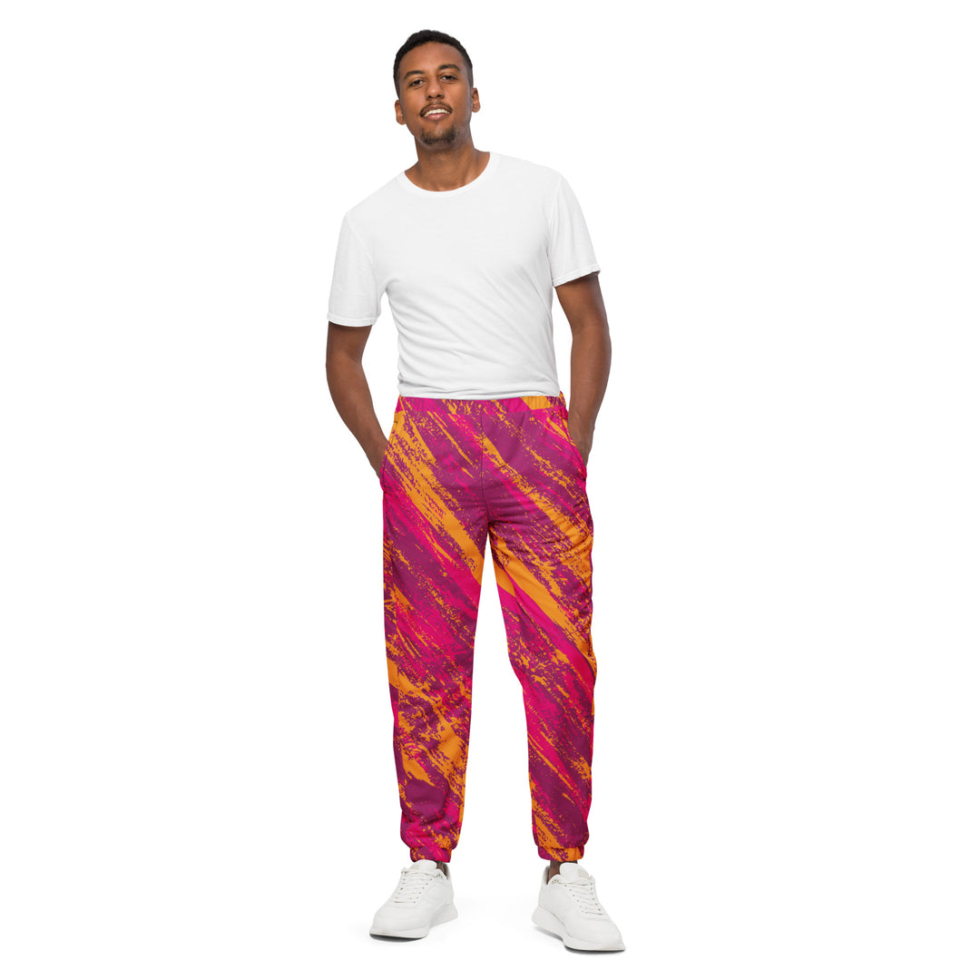 Unisex Track Pants - Pink-Orange Scratch