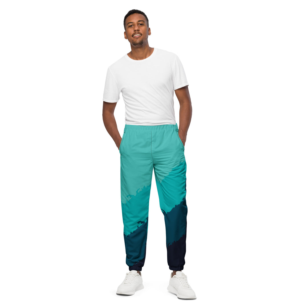 Unisex Track Pants - Black-Turquoise Gradient