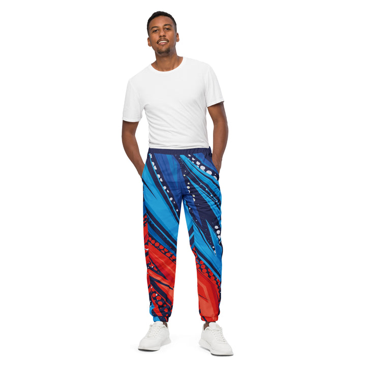 Unisex Track Pants - Blue-Red Blade