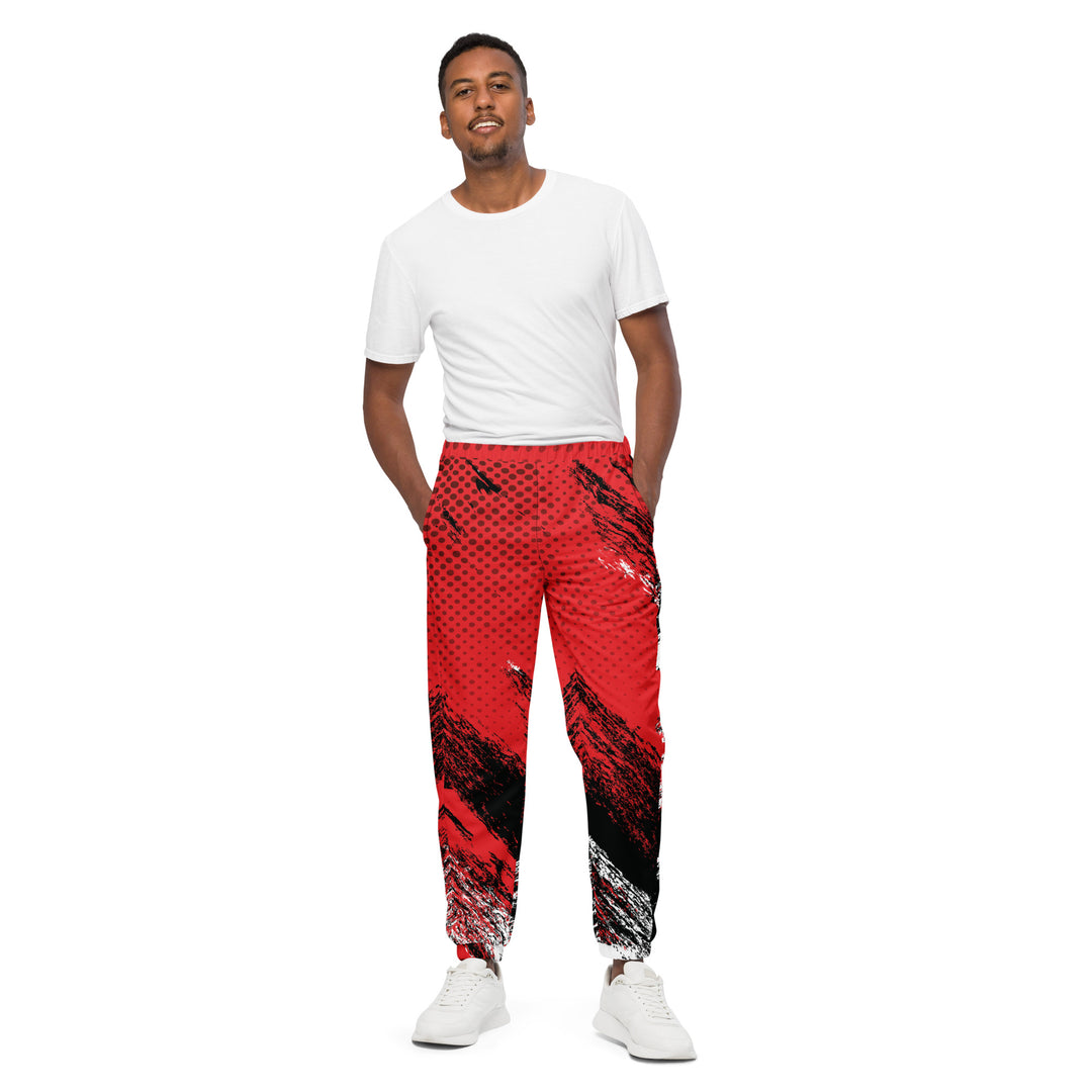 Unisex Track Pants - Red-Black Brush