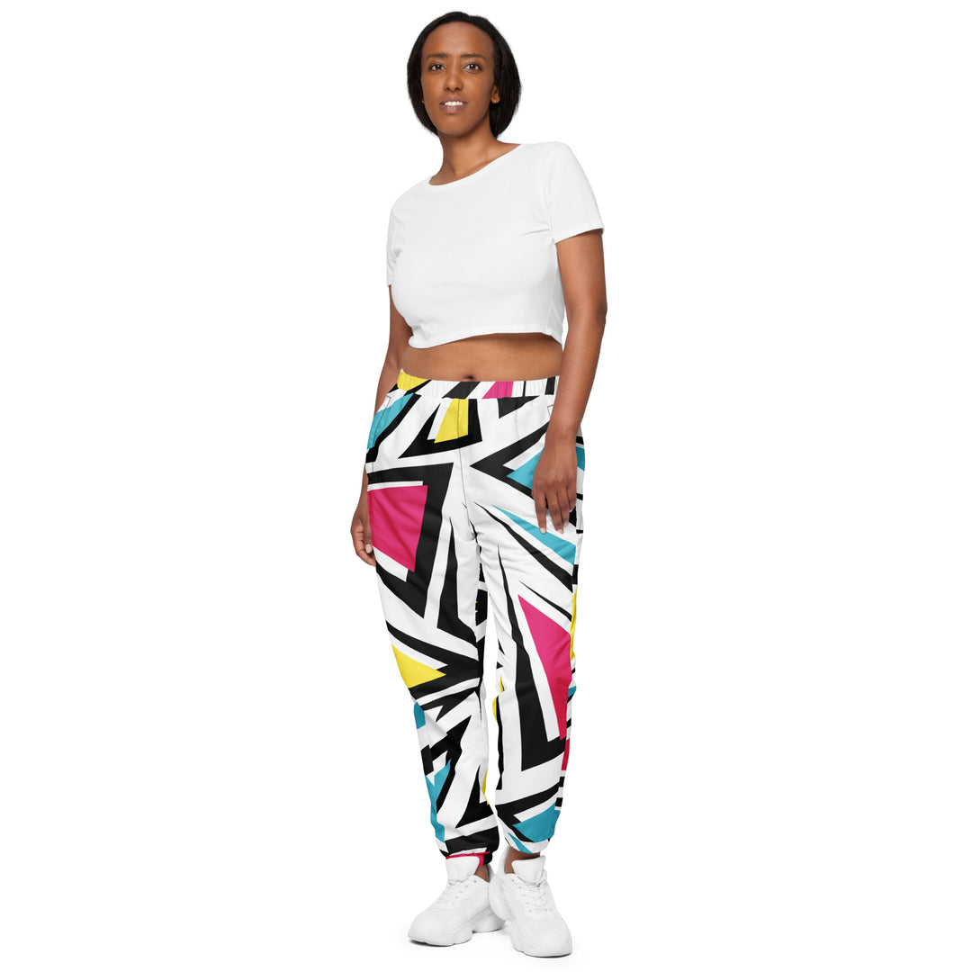 Unisex Track Pants - White-Pink Tiles