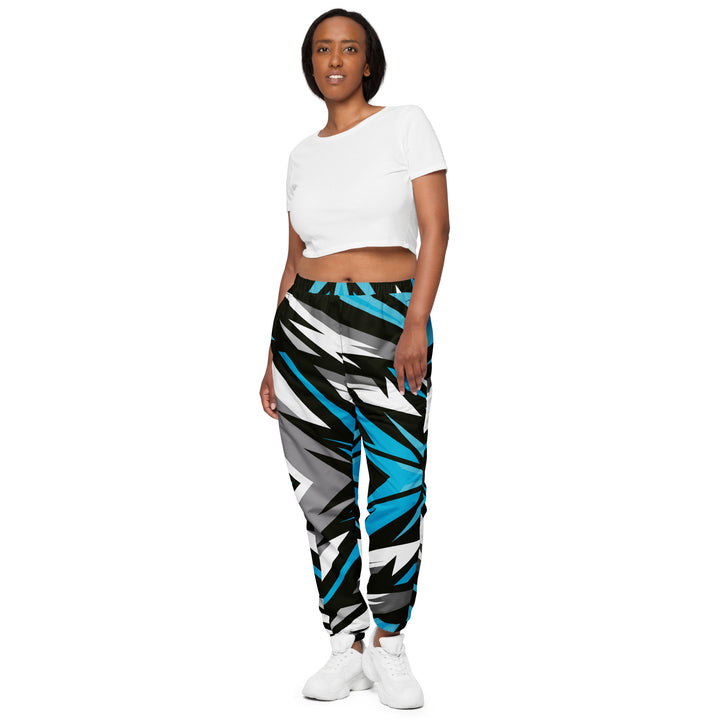 Unisex Track Pants - Black-Turquoise Blast