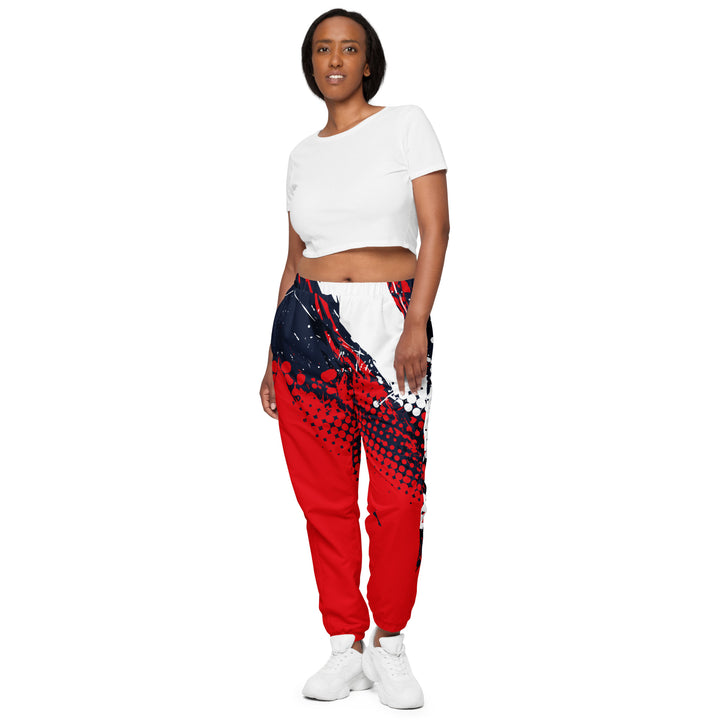 Unisex Track Pants - Red-White Splash