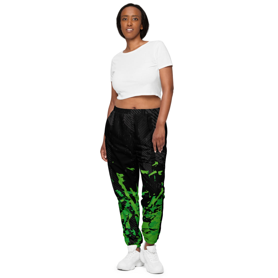 Unisex Track Pants - Black-Green Flood