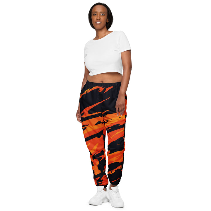 Unisex Track Pants - Black-Orange Angle