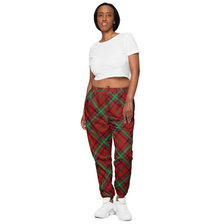 Unisex Track Pants - Red-Green Tartan