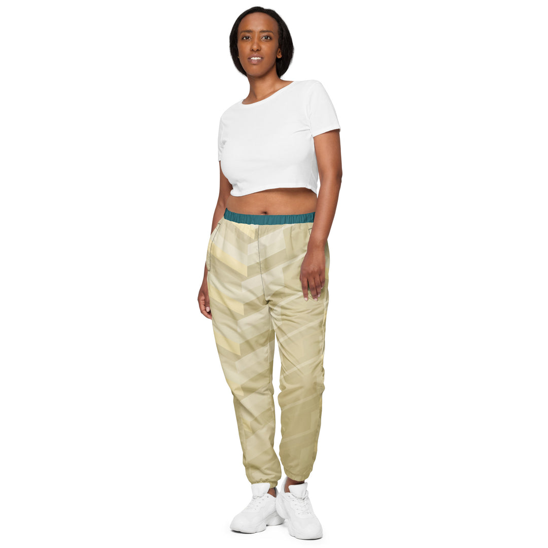 Unisex Track Pants - Beige-Green Splint