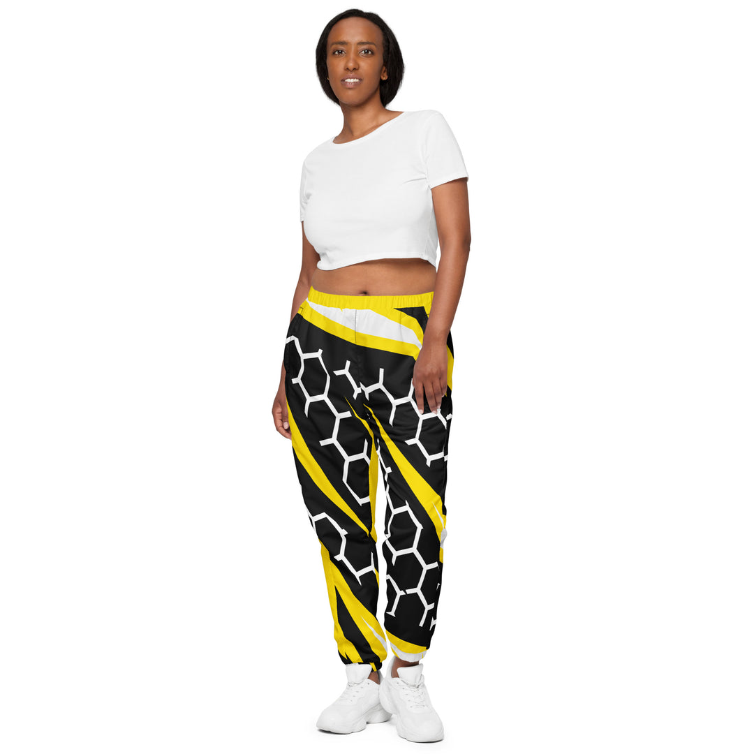 Unisex Track Pants - Black-Yellow Hexagon