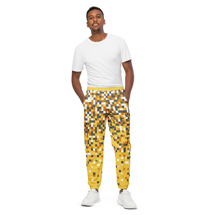 Unisex Track Pants - Yellow-Grey Pixel