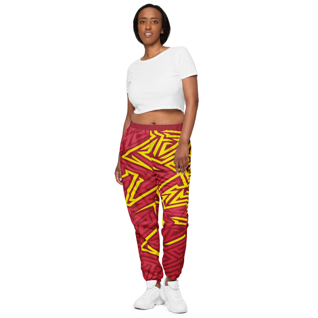 Unisex Track Pants - Red-Yellow Maze