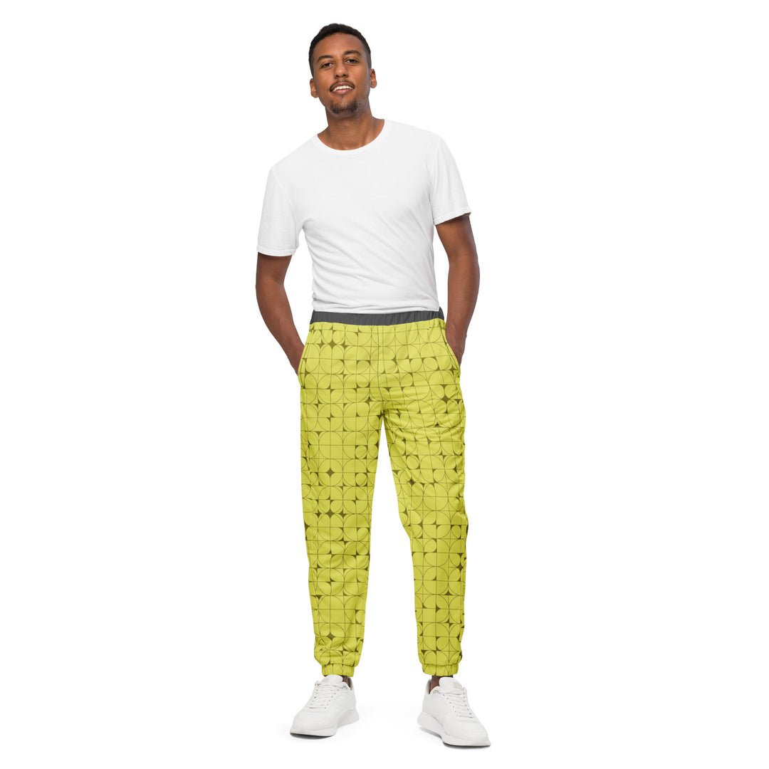 Unisex Track Pants - Yellow-Grey Circle