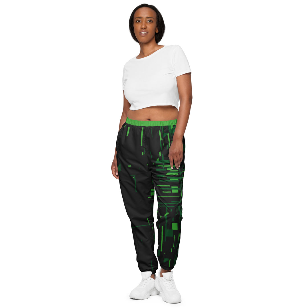 Unisex Track Pants - Black-Green Fault