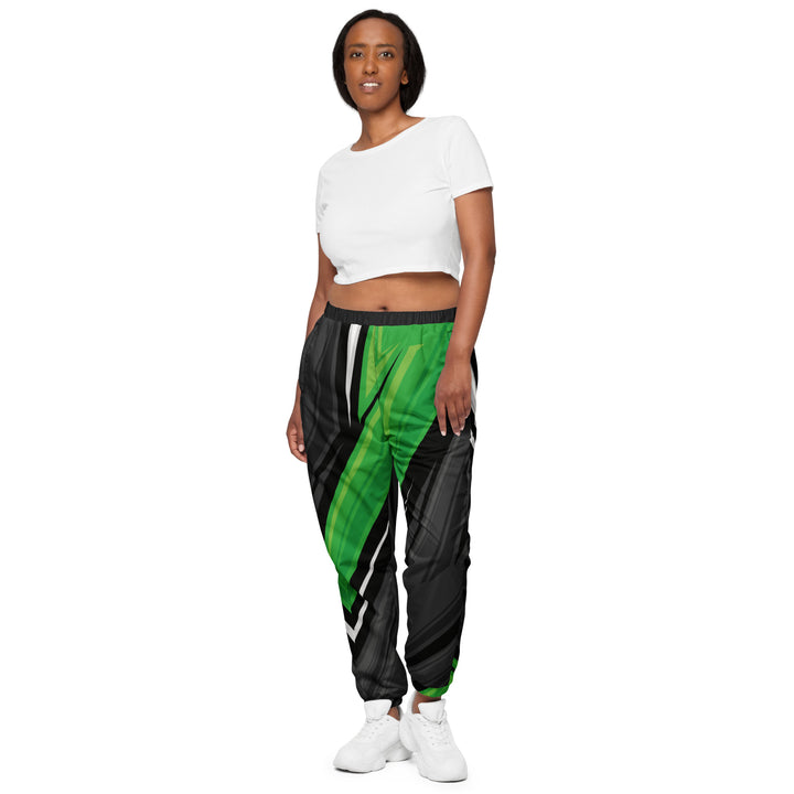 Unisex Track Pants - Black-Green Stalk