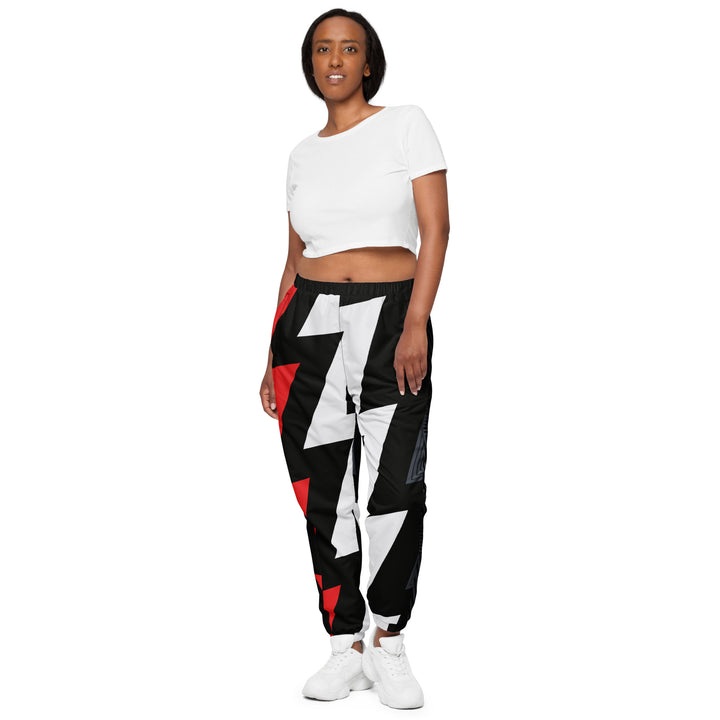 Unisex Track Pants - Red-Grey Lightning