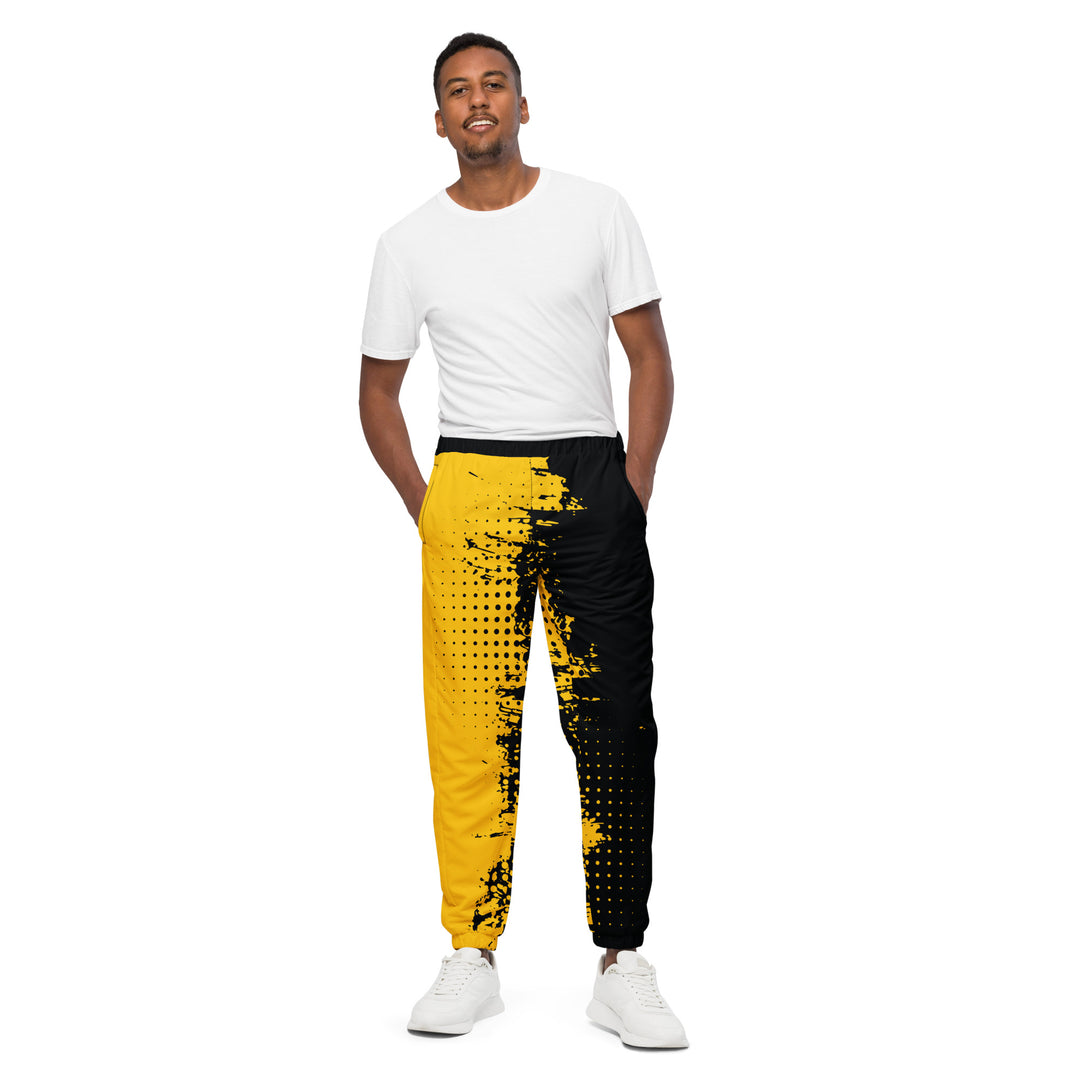 Unisex Track Pants - Black-Yellow Grunge