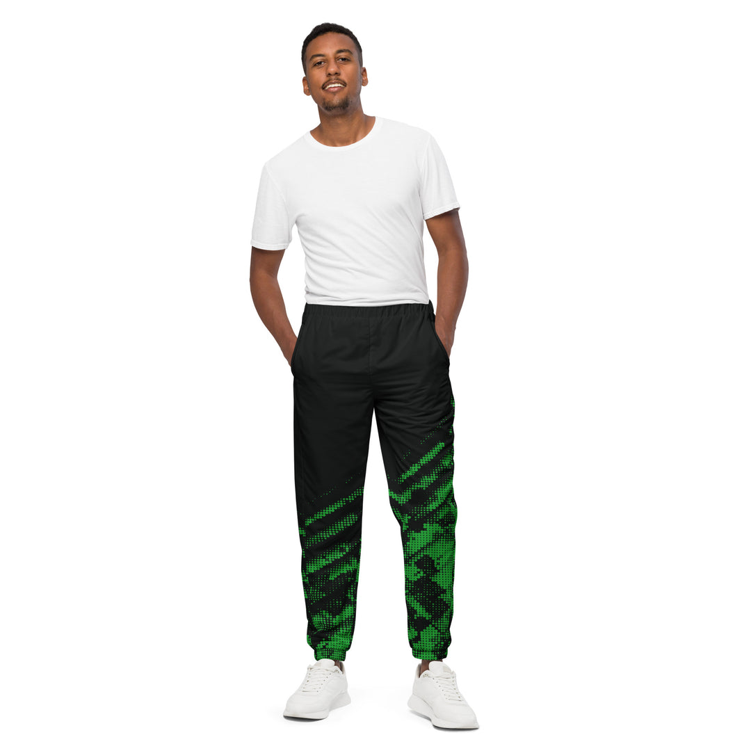 Unisex Track Pants - Black-Green Halftone