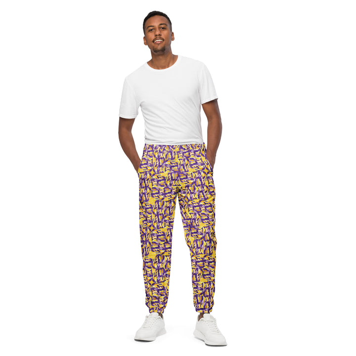 Unisex Track Pants - Yellow-Purple Deception