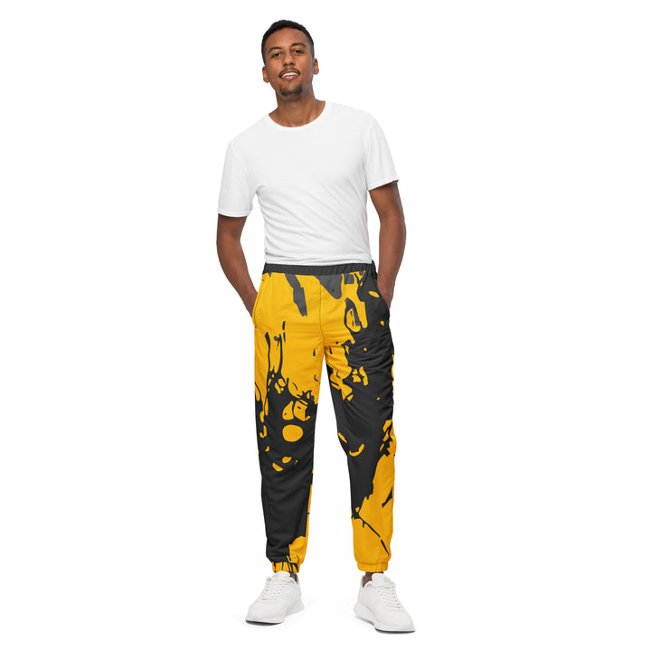 Unisex Track Pants - Yellow-Black Blob