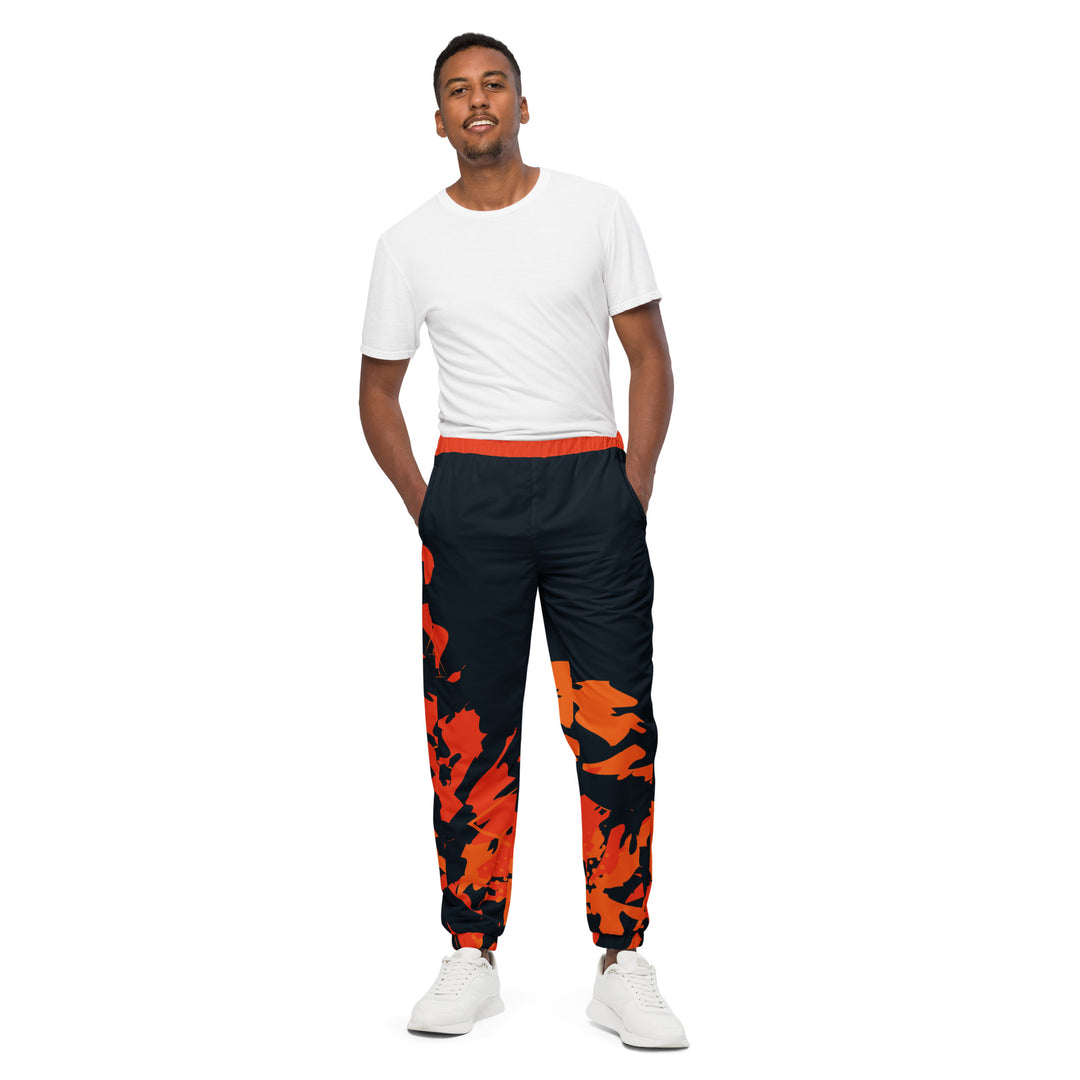 Unisex Track Pants - Black-Orange Flicker