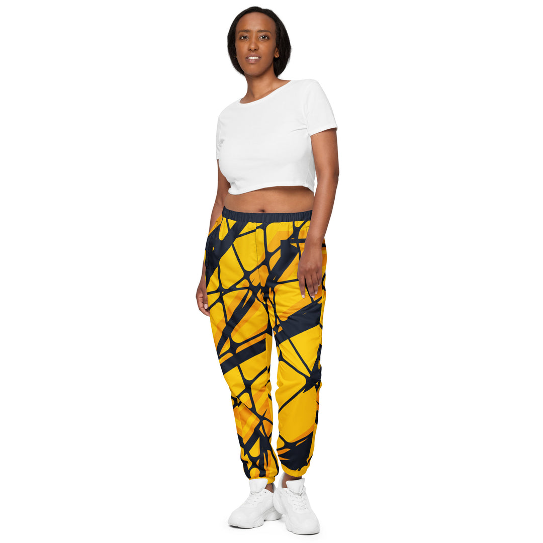 Unisex Track Pants - Yellow-Black Net