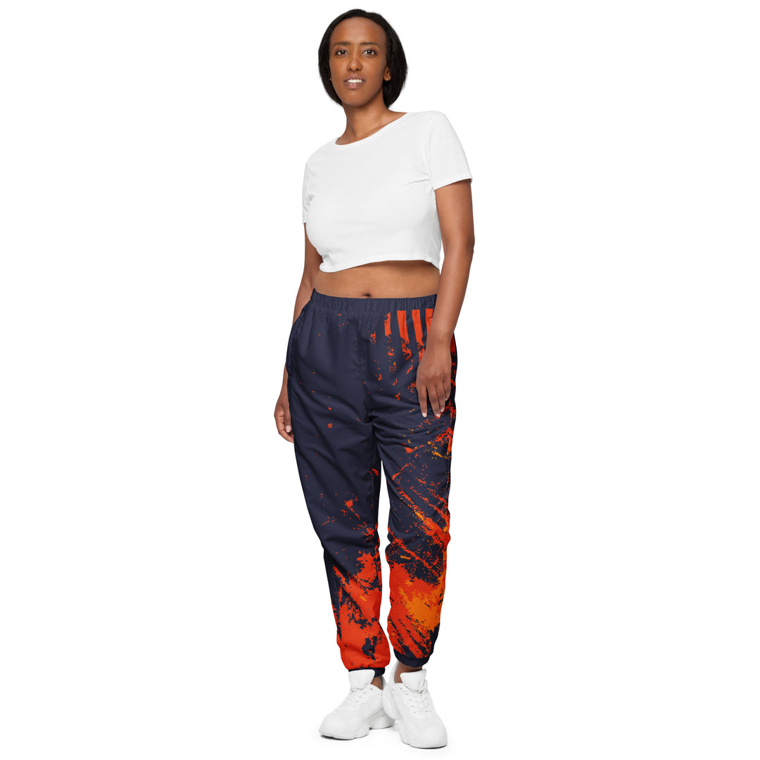 Unisex Track Pants - Grey-Orange Grunge