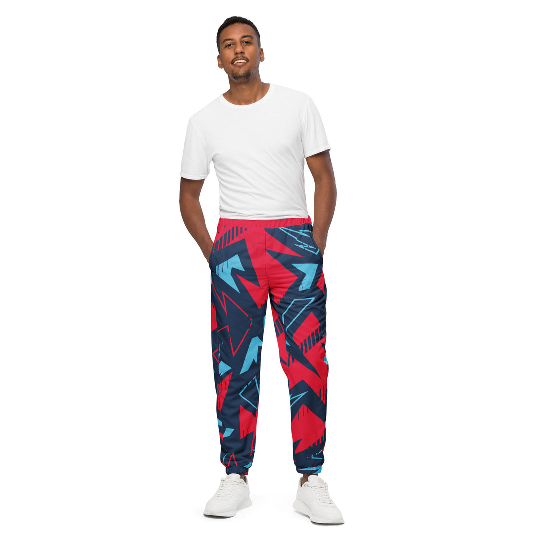 Unisex Track Pants - Blue-Red Font