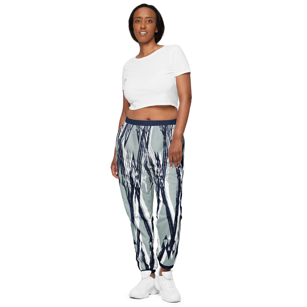 Unisex Track Pants - White-Blue Wire