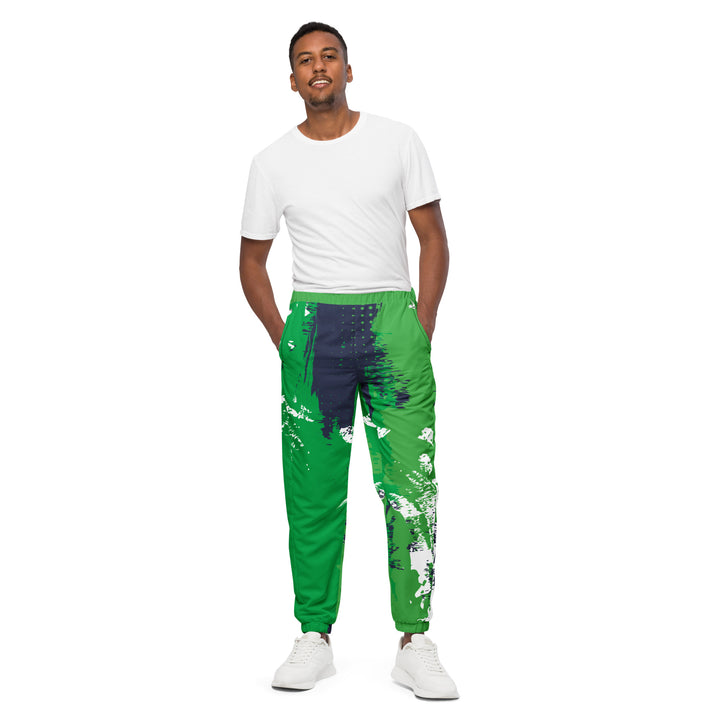 Unisex Track Pants - Green-White Brush