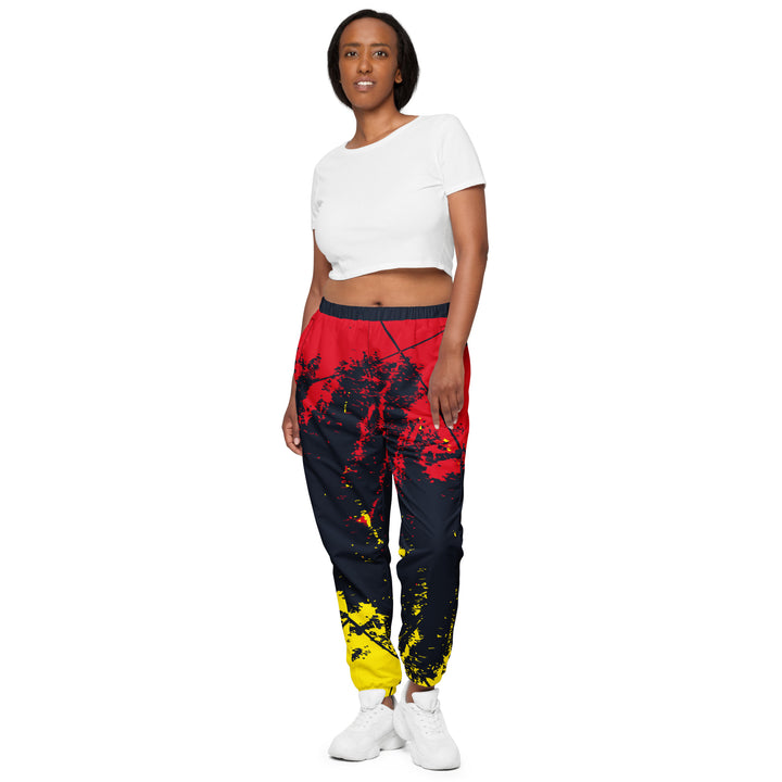 Unisex Track Pants - Black-Red Brush