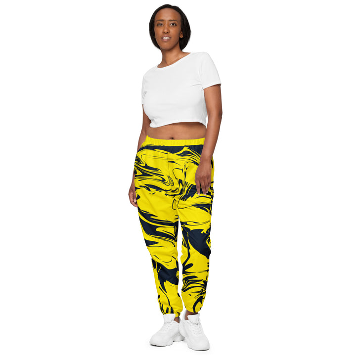 Unisex Track Pants - Yellow-Black Merge