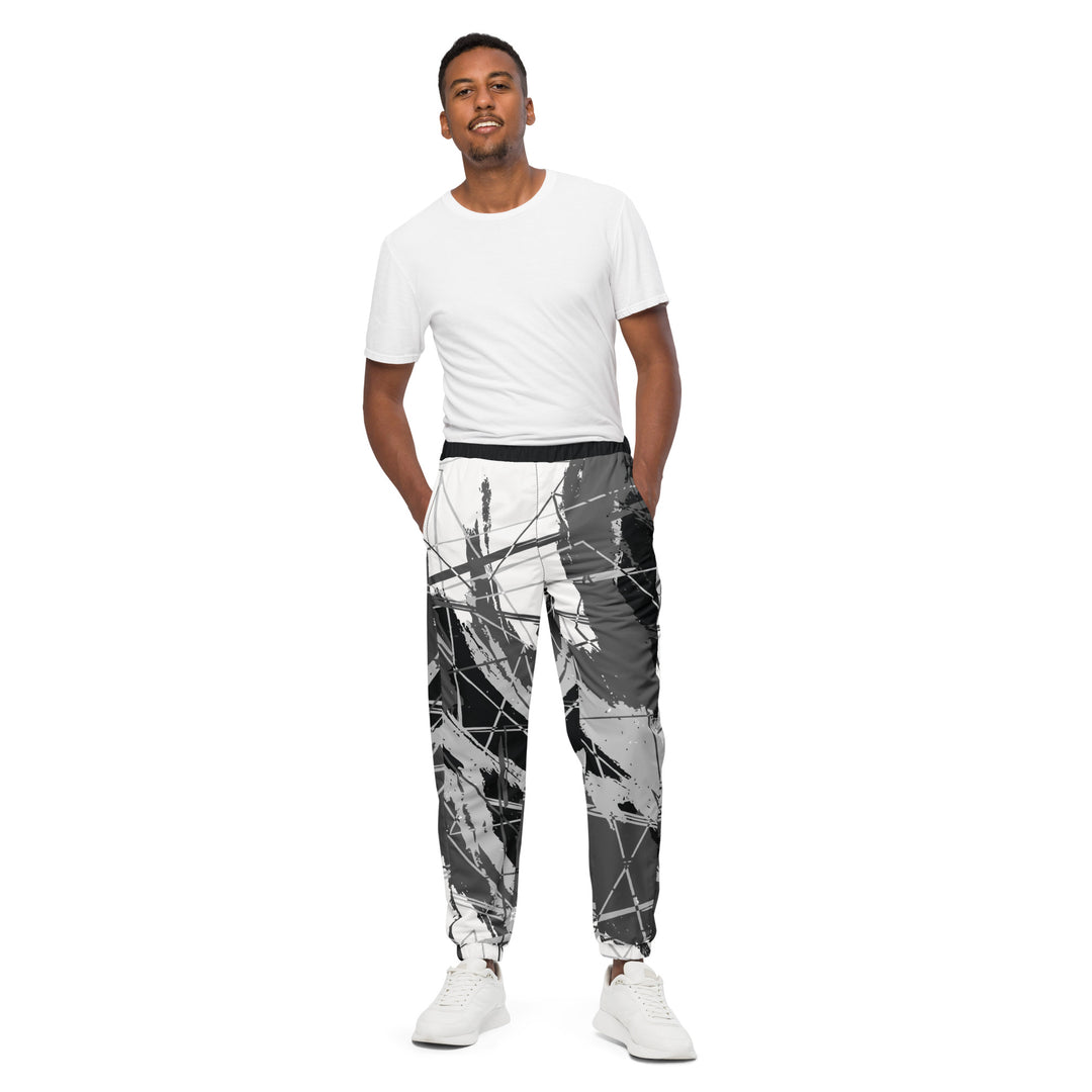 Unisex Track Pants - Grey-White Net