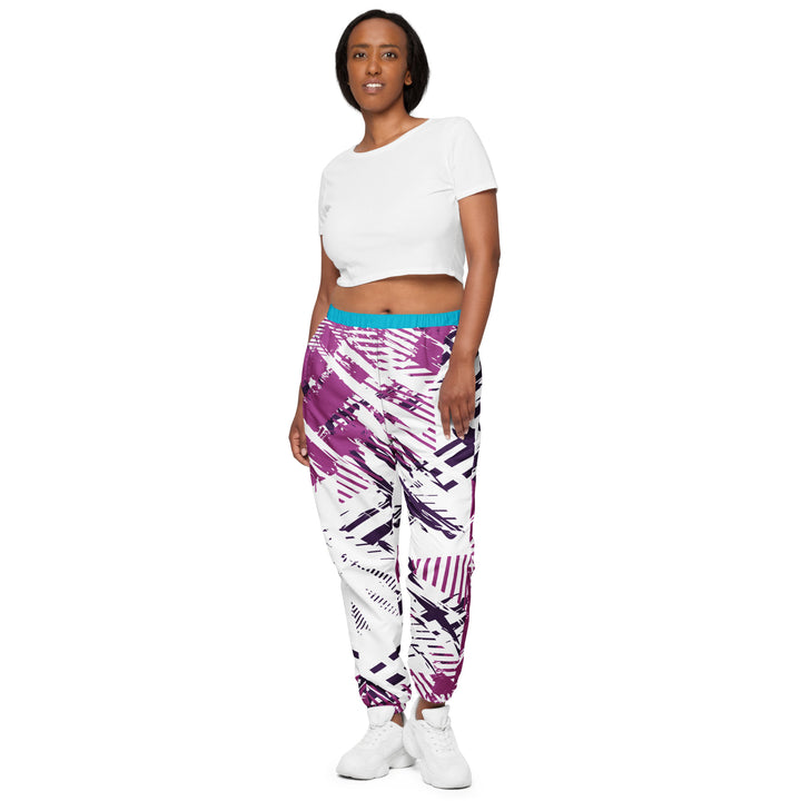 Unisex Track Pants - White-Pink Track