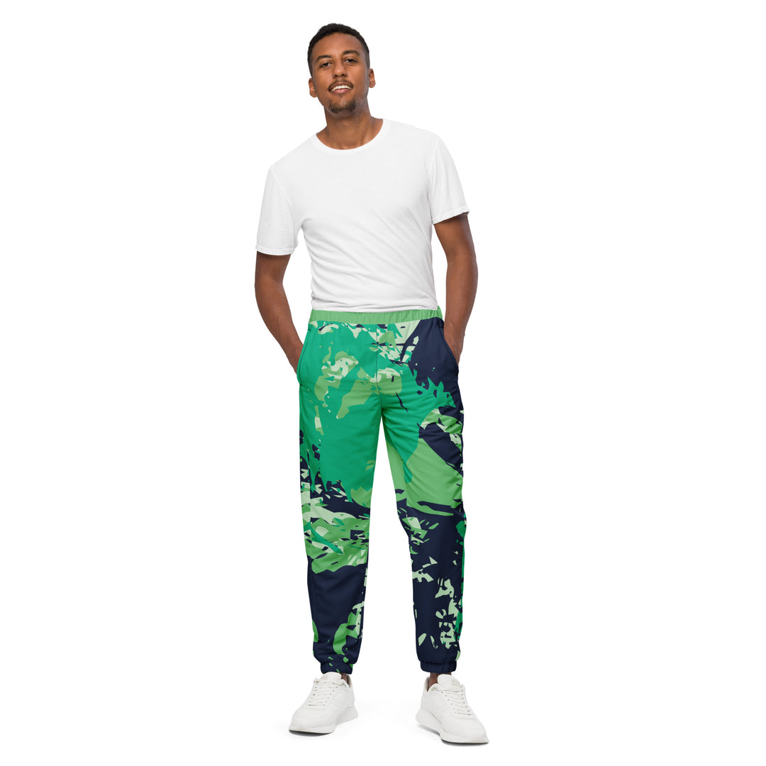 Unisex Track Pants - Black-Green Twist