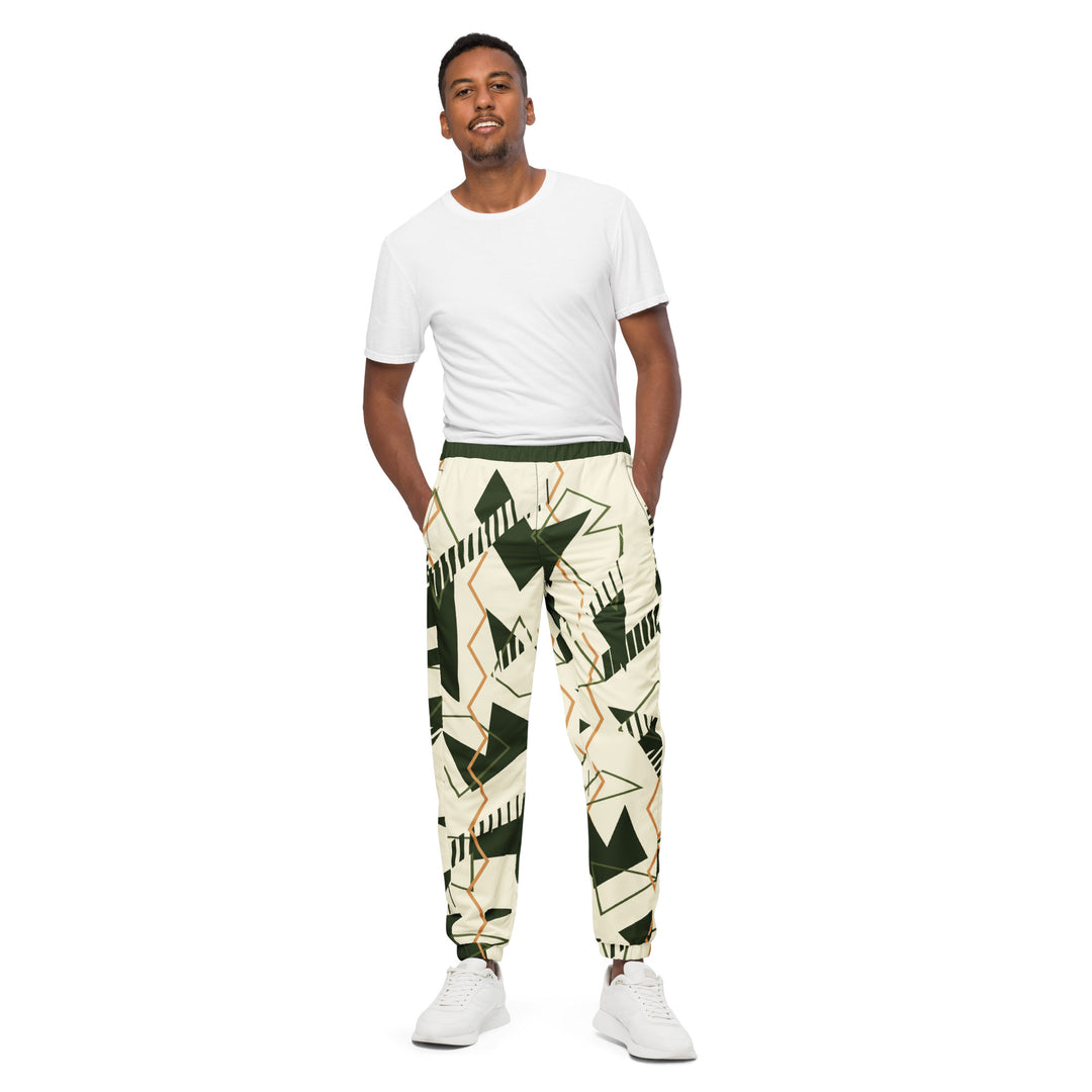 Unisex Track Pants - Beige-Green Fold