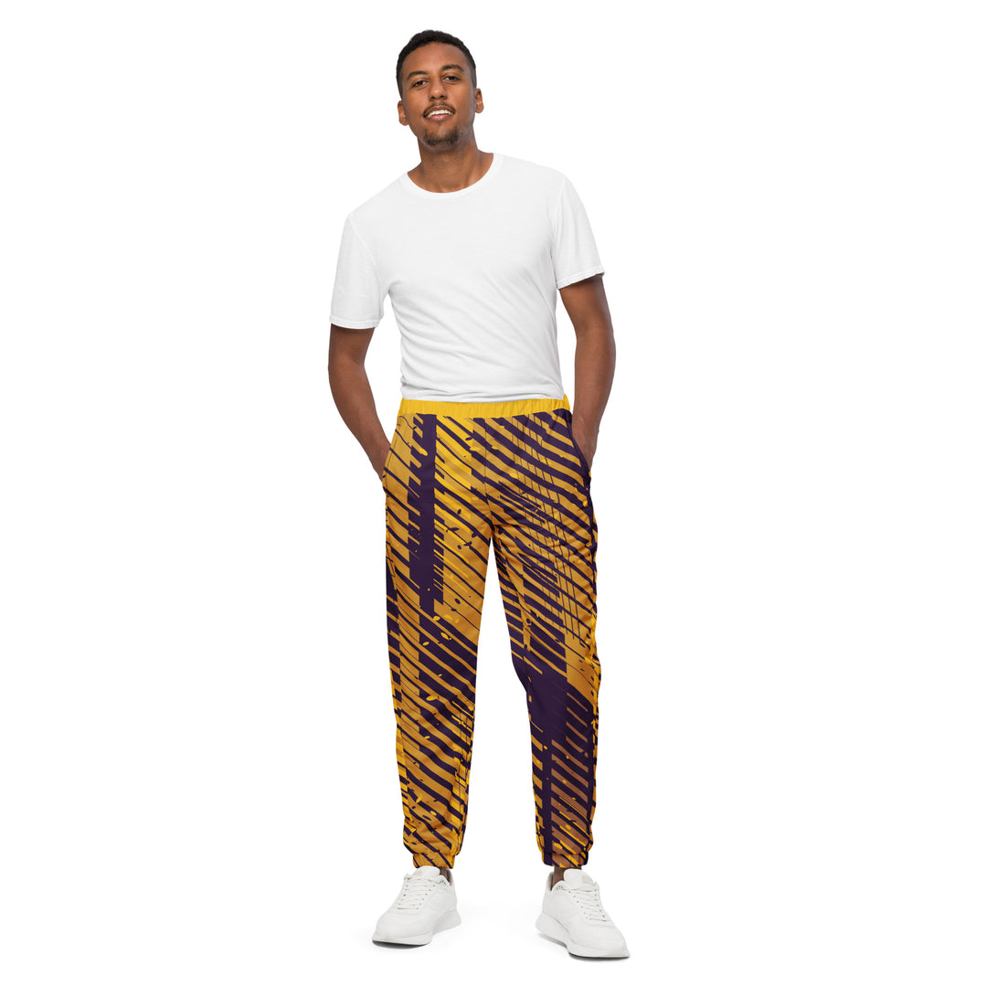 Unisex Track Pants - Yellow-Purple Tracks