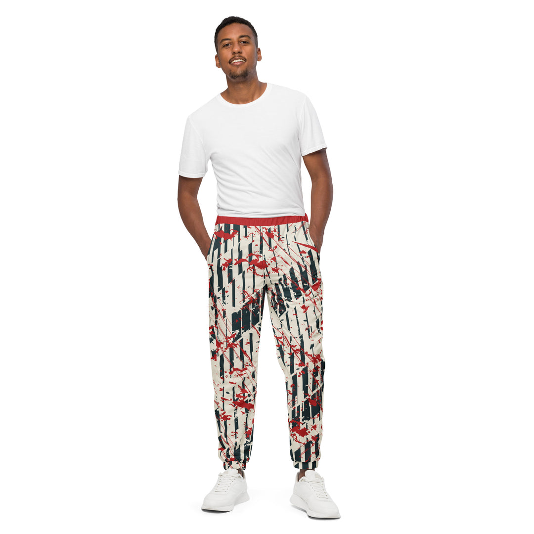 Unisex Track Pants - Beige-Red Tracks