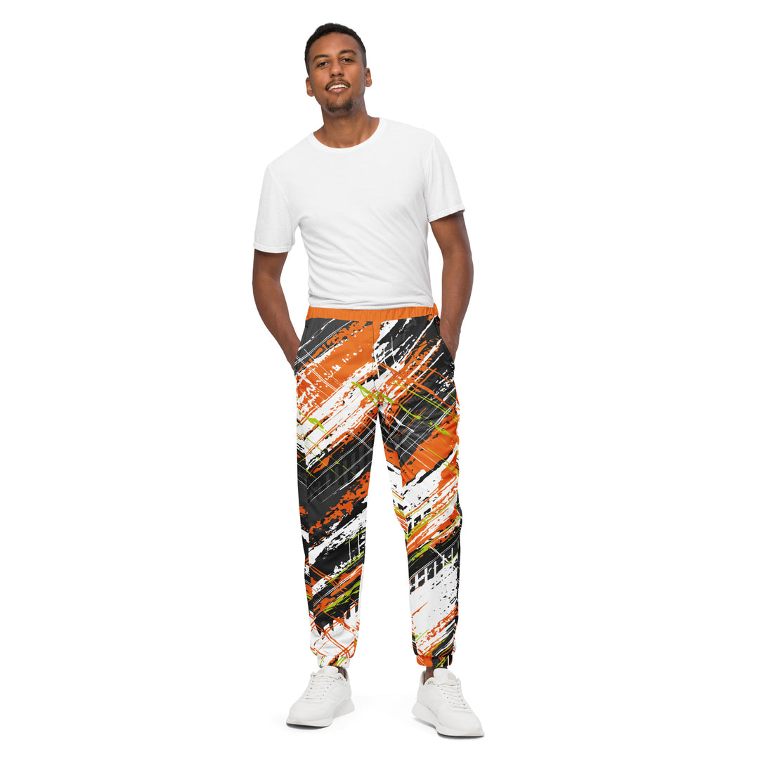 Unisex Track Pants - Black-Orange Trace