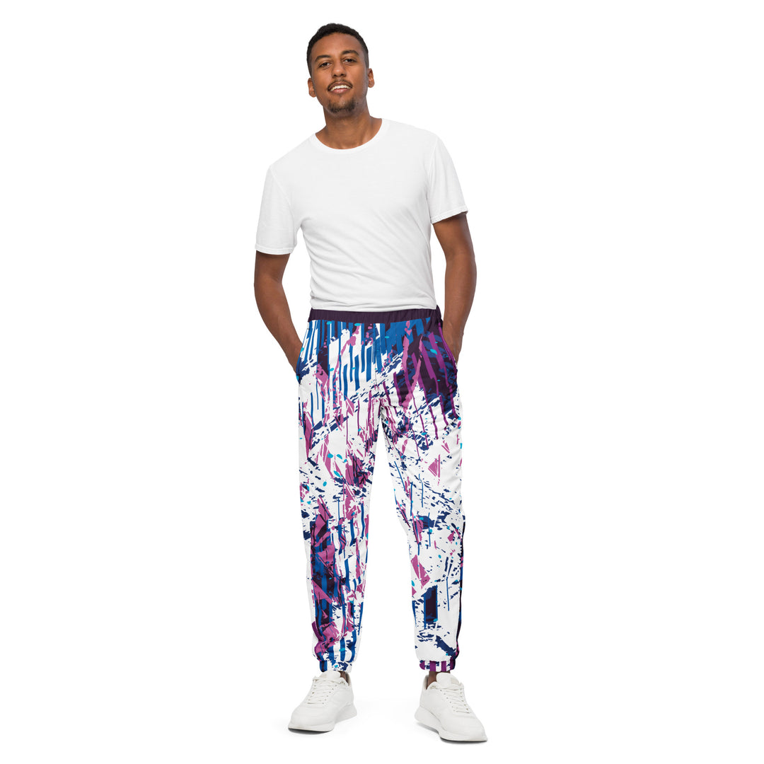 Unisex Track Pants - White-Purple Trace