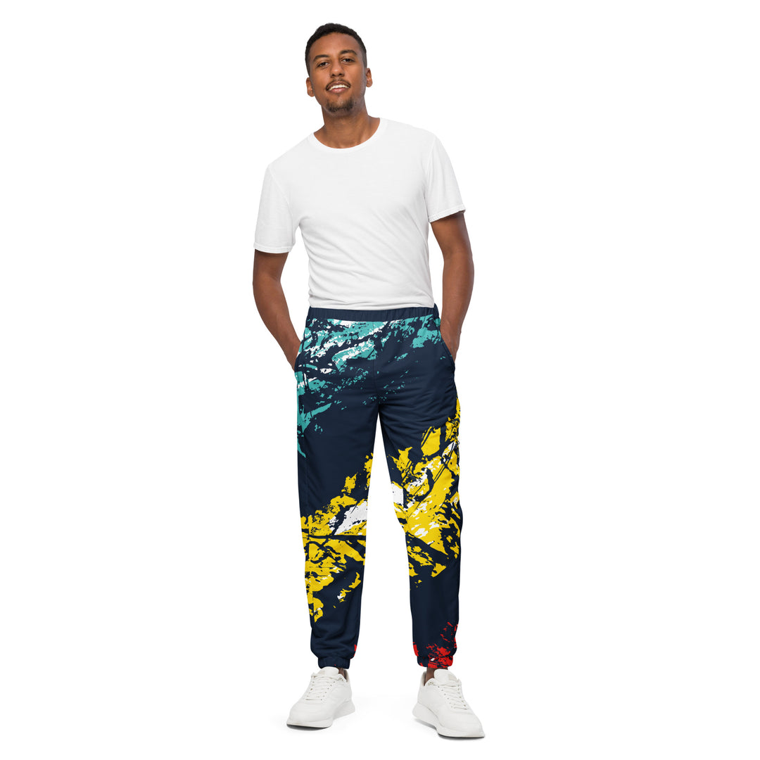 Unisex Track Pants - Blue-Yellow Trace