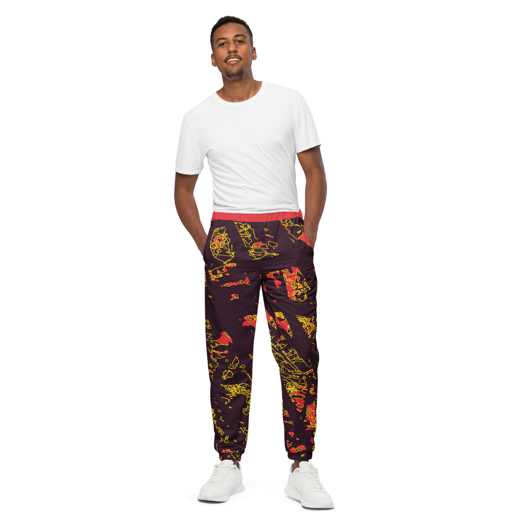 Unisex Track Pants - Red-Yellow Touch