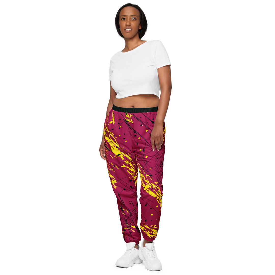 Unisex Track Pants - Red-Yellow Net