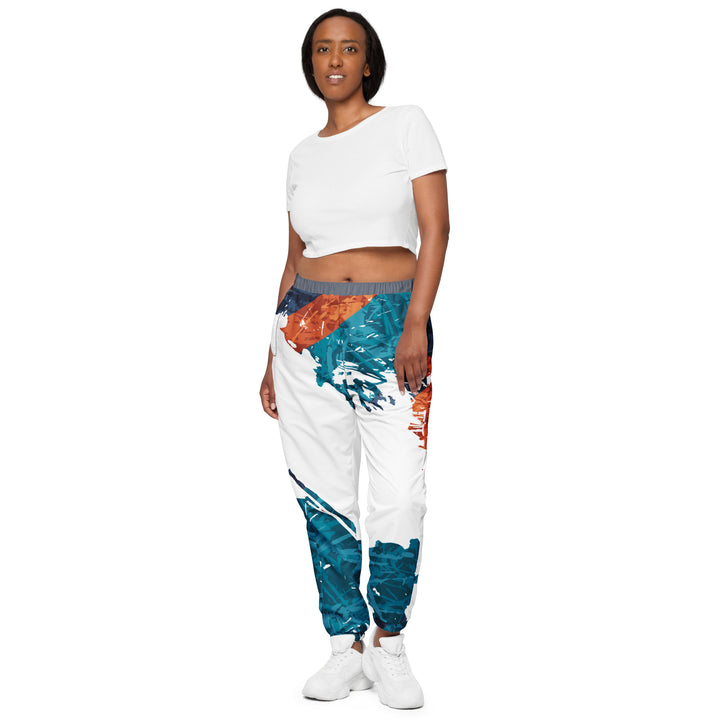 Unisex Track Pants - Turquoise-White Split