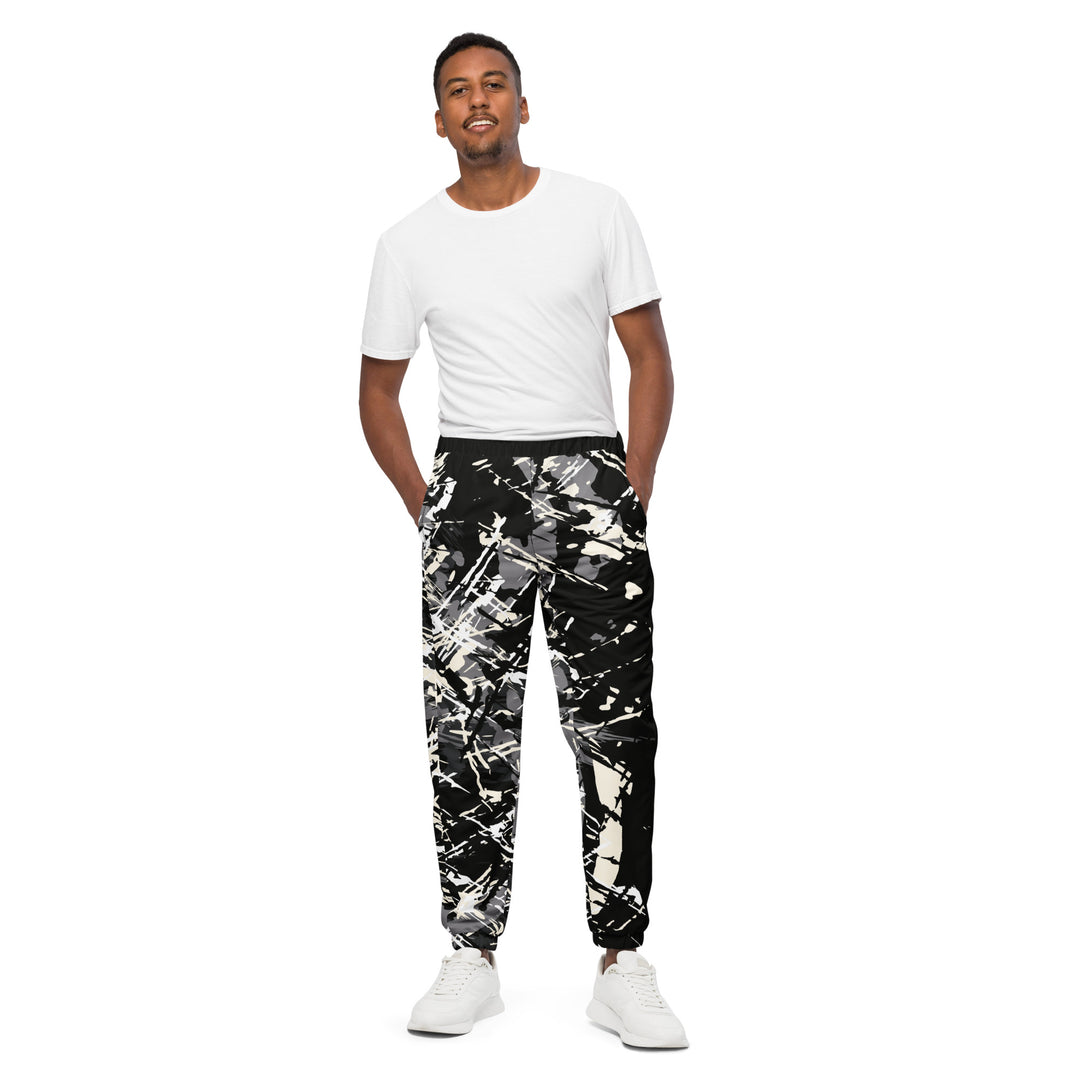 Unisex Track Pants - Black-Grey Shred