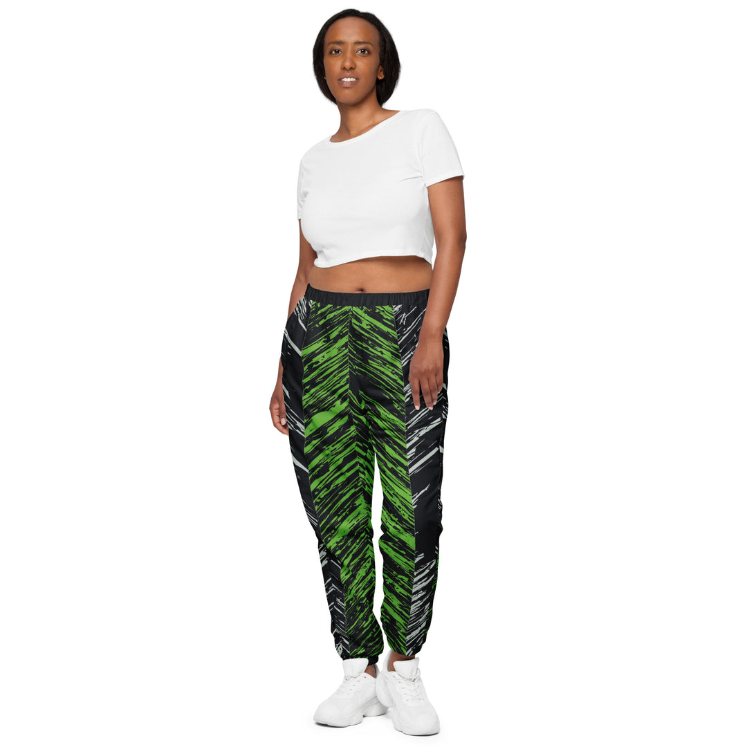 Unisex Track Pants - Black-Green Tracks