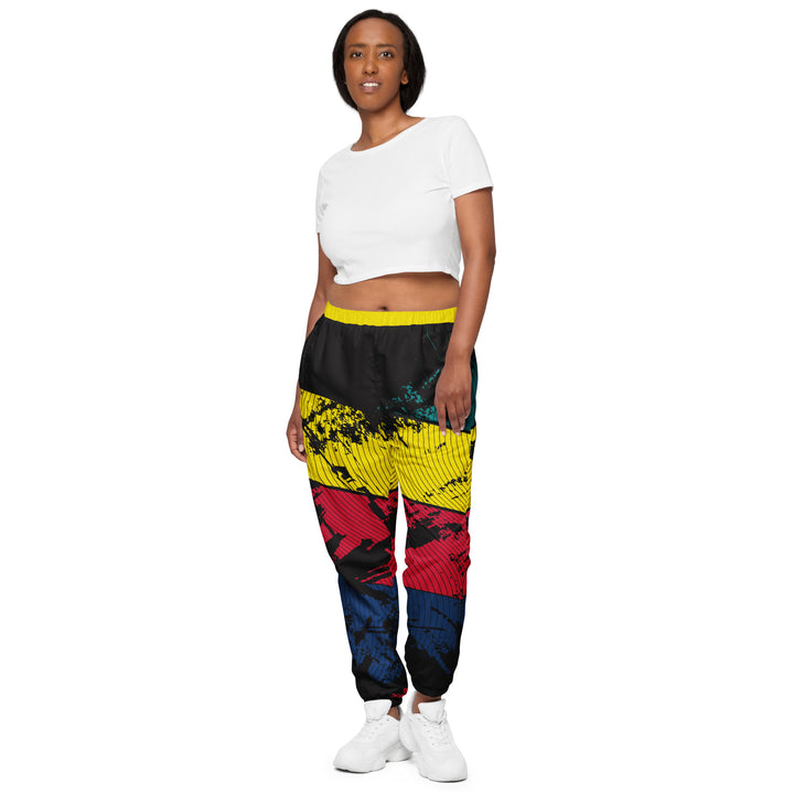 Unisex Track Pants - Yellow-Blue Curve