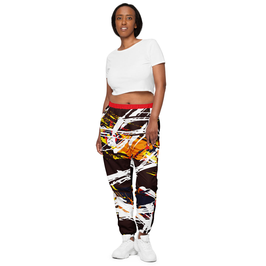 Unisex Track Pants - Orange-White Bonus