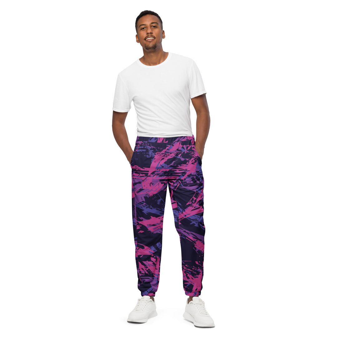 Unisex Track Pants - Purple-Pink Script